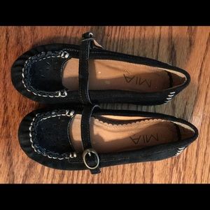 Mia black suede flats